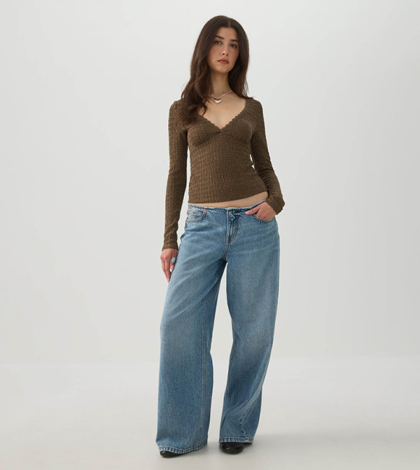 اردين  ساق واسعة - أزرق Wide Leg Jeans