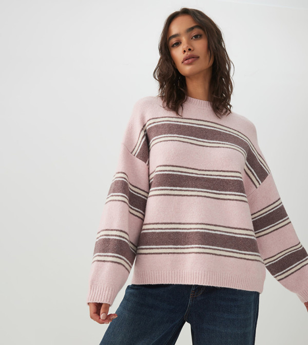 اردين  سترات - وردي Round Neck Sweaters