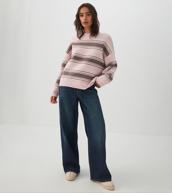 اردين  سترات - وردي Round Neck Sweaters