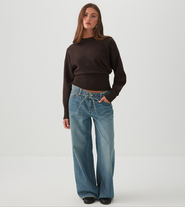 Ardene  knit-notes - Brown Round Neck Sweaters