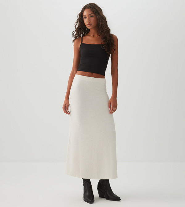 Ardene  Midi Skirts - Off White Midi Skirts