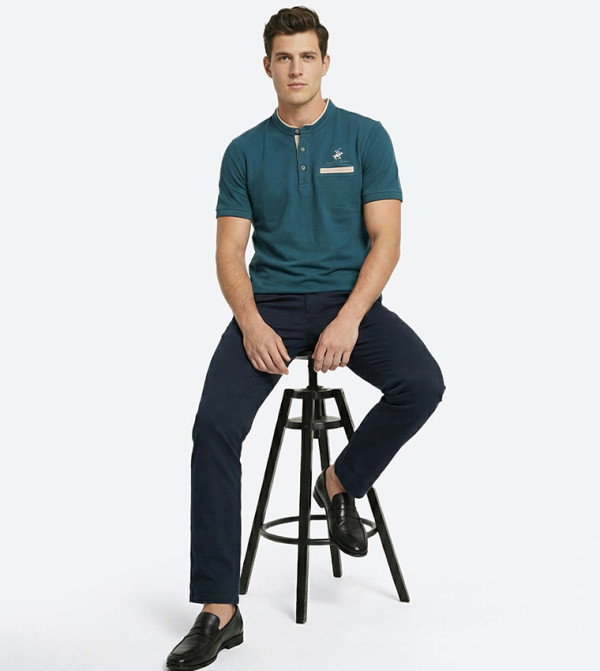 Beverly Hills Polo Club  Clothing - Teal Casual T-Shirts