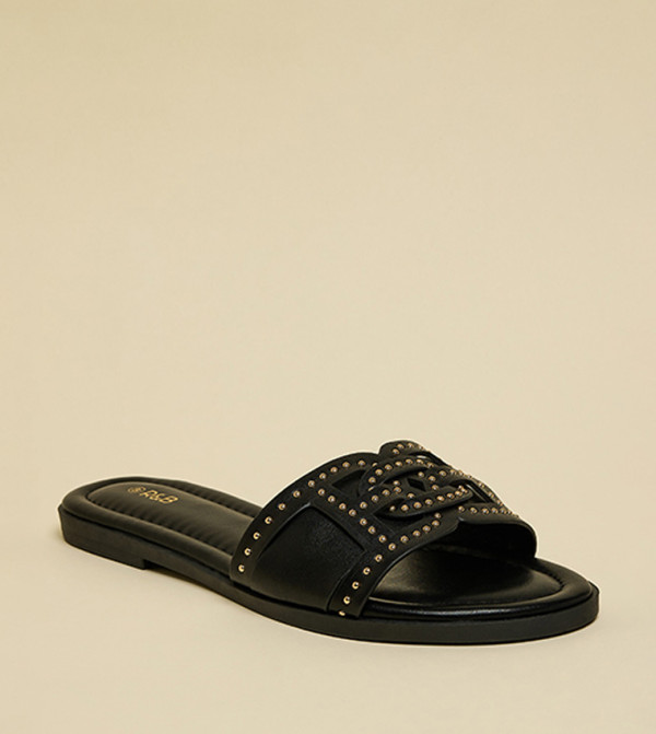 R&B R&B - Black Flat Sandals