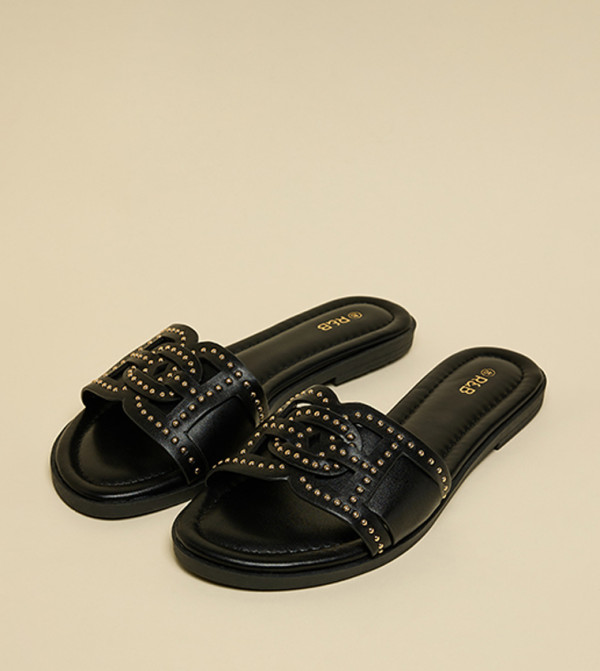 R&B R&B - Black Flat Sandals