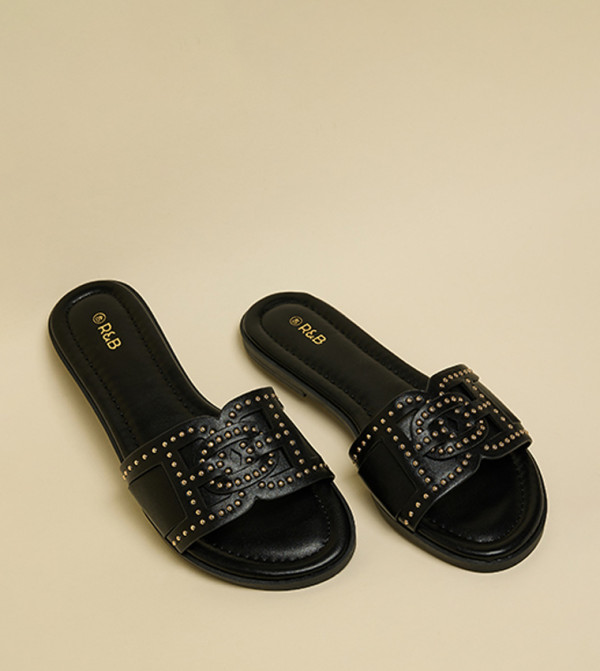 R&B R&B - Black Flat Sandals