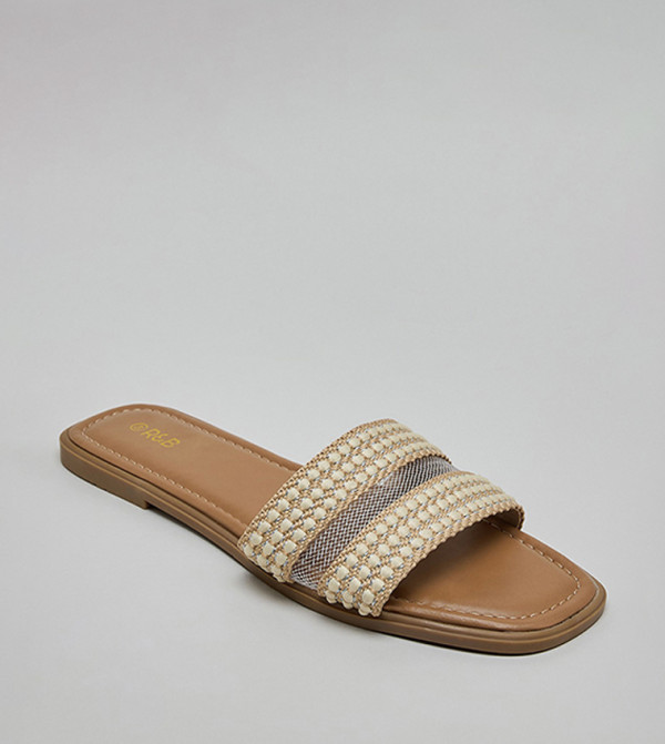 أر آند بي  صنادل - بيج Flat Sandals