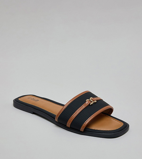 R&B R&B - Black Flat Sandals