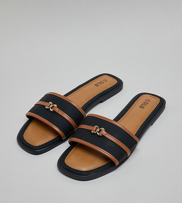 R&B R&B - Black Flat Sandals