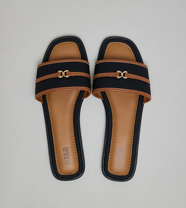 R&B R&B - Black Flat Sandals