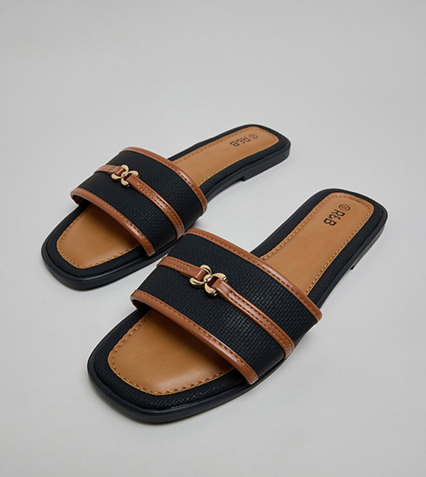 R&B R&B - Black Flat Sandals