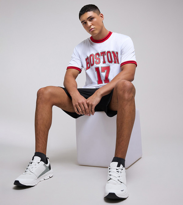 R&B R&B - White Round Neck T-Shirts