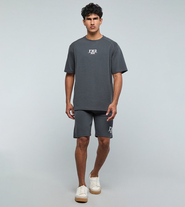 R&B  Casual T-Shirts - Grey V-Neck T-Shirts