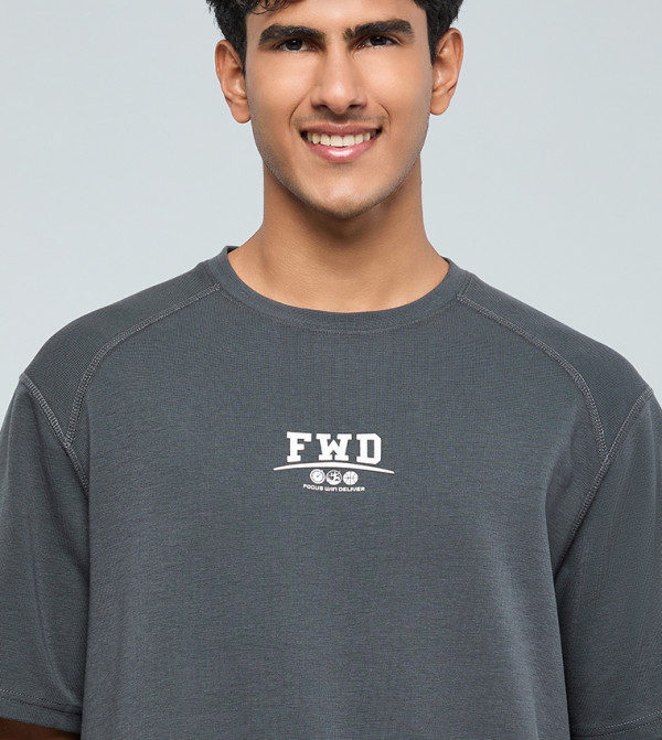 R&B  Casual T-Shirts - Grey V-Neck T-Shirts