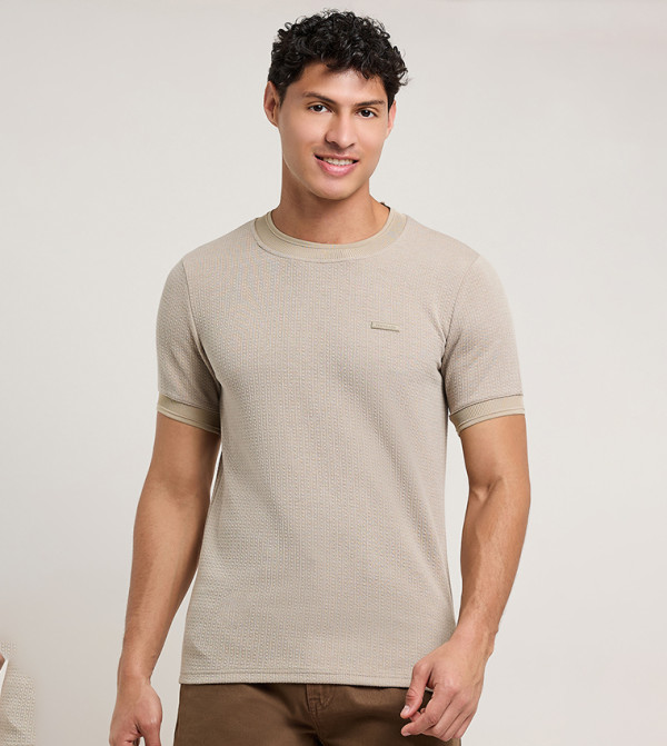 R&B workwear-reworked - Taupe Round Neck T-Shirts