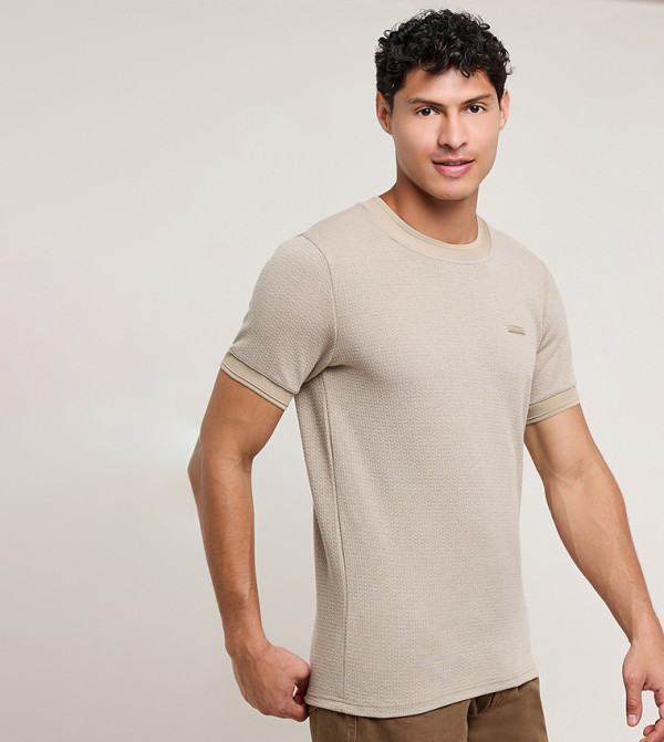 R&B workwear-reworked - Taupe Round Neck T-Shirts
