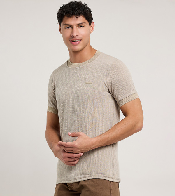 R&B workwear-reworked - Taupe Round Neck T-Shirts