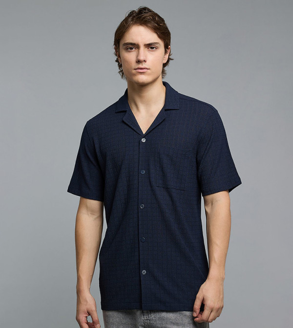 أر آند بي  أكمام قصيرة - كحلي مزرق  Short Sleeves