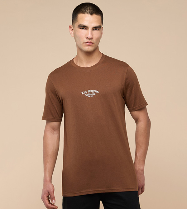 R&B R&B - Brown Round Neck T-Shirts