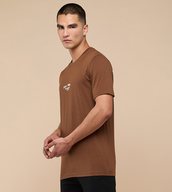 R&B R&B - Brown Round Neck T-Shirts