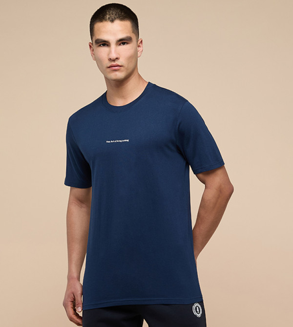أر آند بي  تيشيرتات بياقة دائرية  - أزرق Round Neck T-Shirts