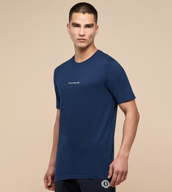 أر آند بي  تيشيرتات بياقة دائرية  - أزرق Round Neck T-Shirts
