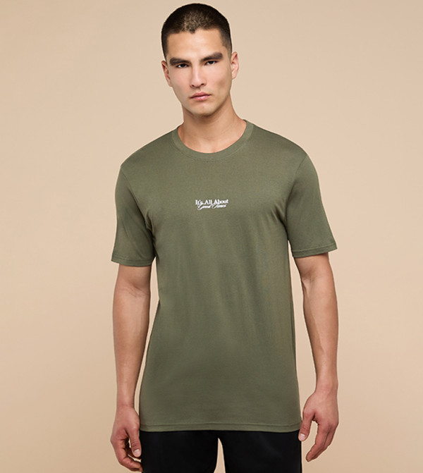 R&B R&B - Olive Round Neck T-Shirts