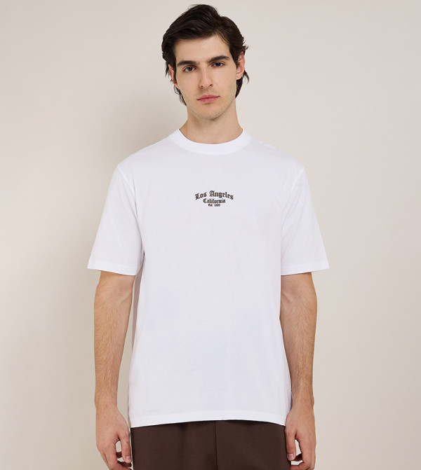 R&B R&B - White Round Neck T-Shirts