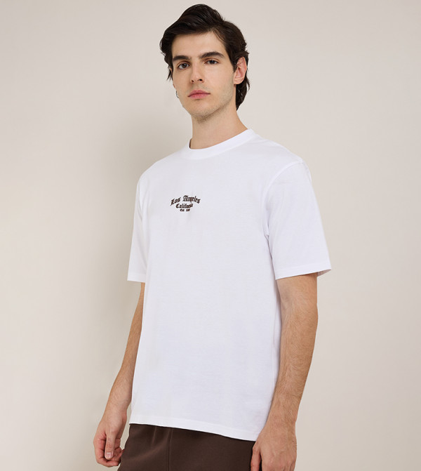 R&B R&B - White Round Neck T-Shirts