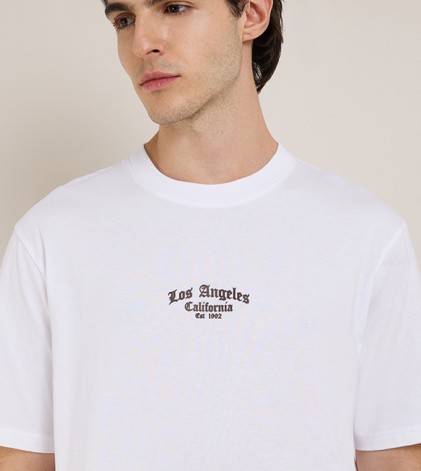 R&B R&B - White Round Neck T-Shirts