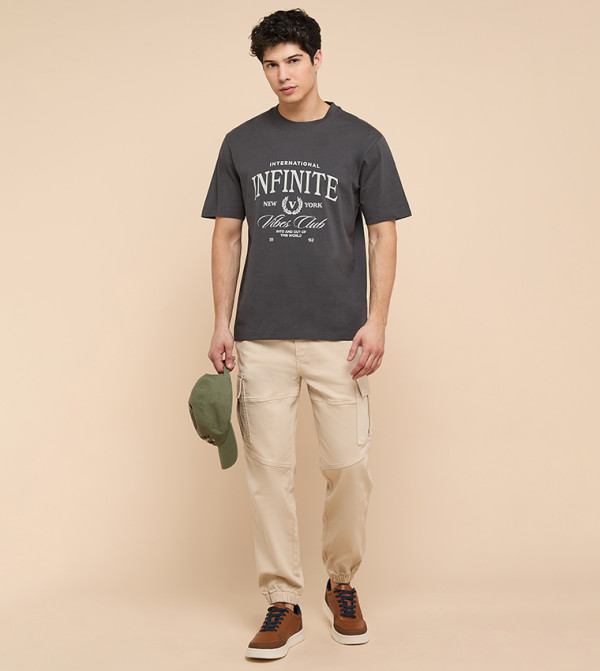 R&B R&B - Dark Grey Round Neck T-Shirts