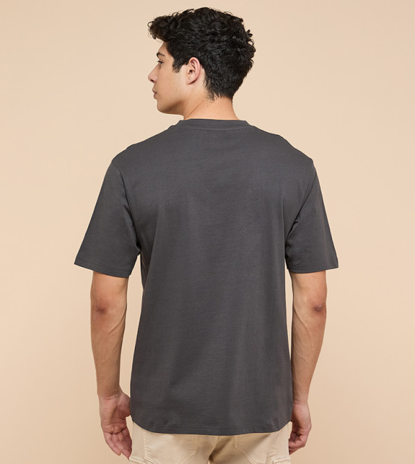 R&B R&B - Dark Grey Round Neck T-Shirts
