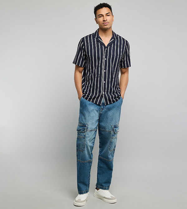 R&B  Shirts - Navy Short Sleeves