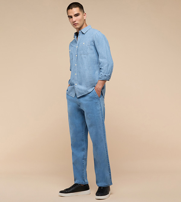 أر آند بي ملابس - أزرق فاتح Straight Jeans