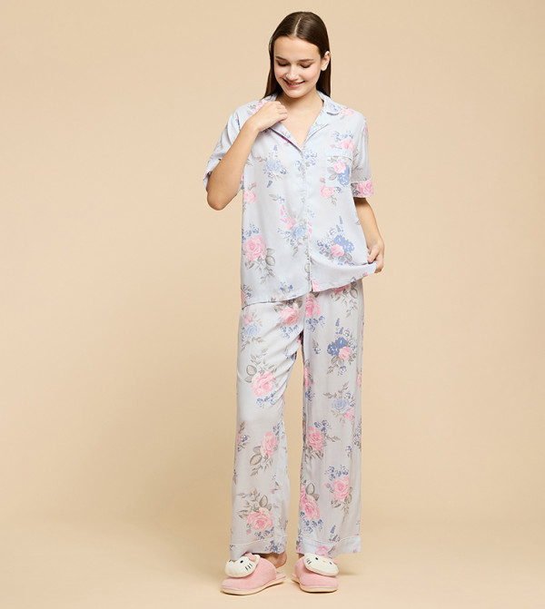 R&B  Sleepwears & Loungewears - Light Blue Pyjama Set