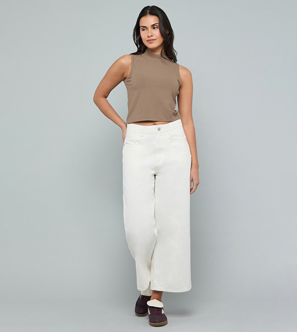 R&B  Sleeveless Tops - Brown Sleeveless Tops