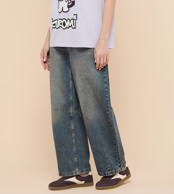 أر آند بي  بوي فريند جينز - أزرق فاتح Boyfriend jeans