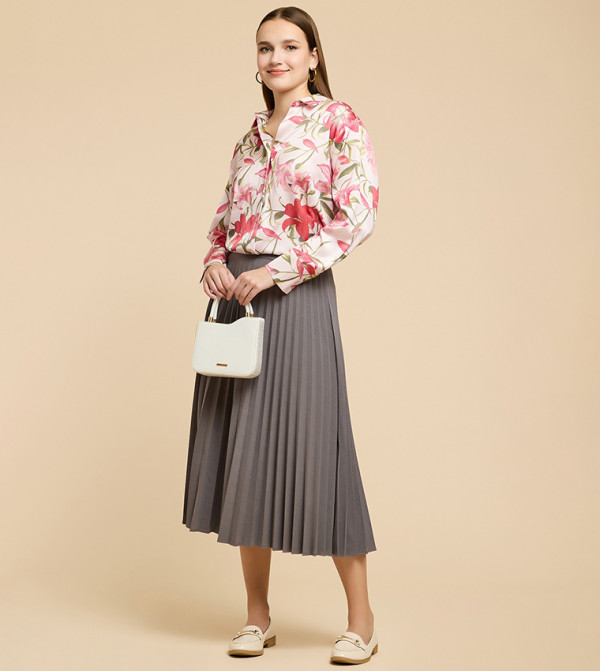 أر آند بي  تنانير ميدي - رمادي Midi Skirts