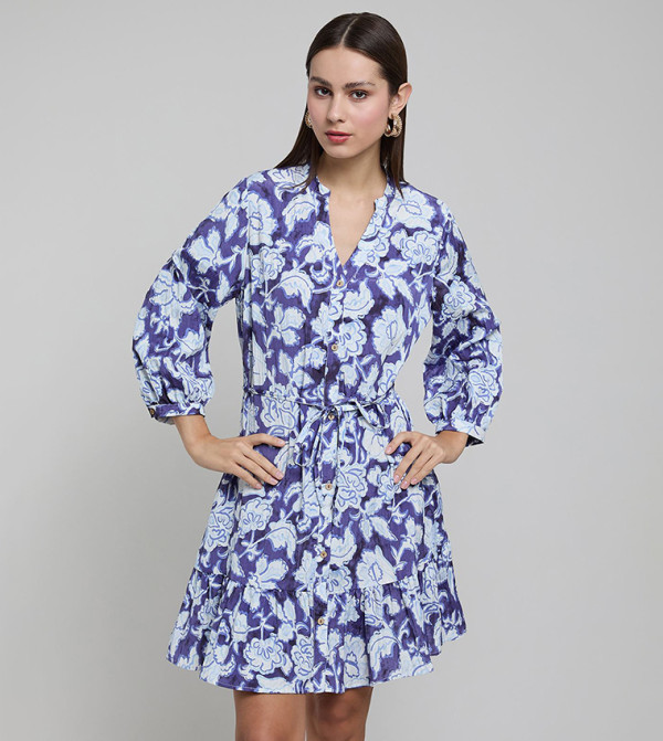 R&B  Shirt & T-Shirt Dresses - Blue Shirt & T-Shirt Dresses
