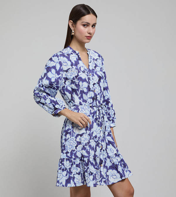 R&B  Shirt & T-Shirt Dresses - Blue Shirt & T-Shirt Dresses