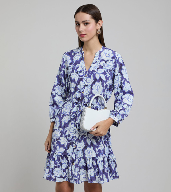 R&B  Shirt & T-Shirt Dresses - Blue Shirt & T-Shirt Dresses