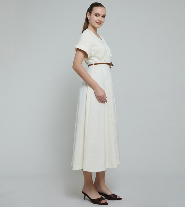 R&B  Clothing - Off White Midi Dresses