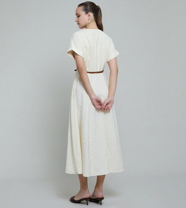 R&B  Clothing - Off White Midi Dresses