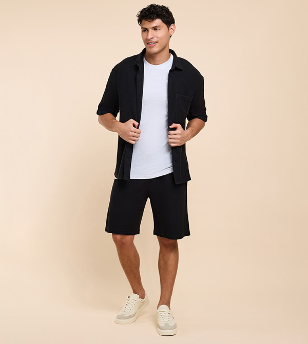 أر آند بي  أكمام قصيرة - أسود Short Sleeves