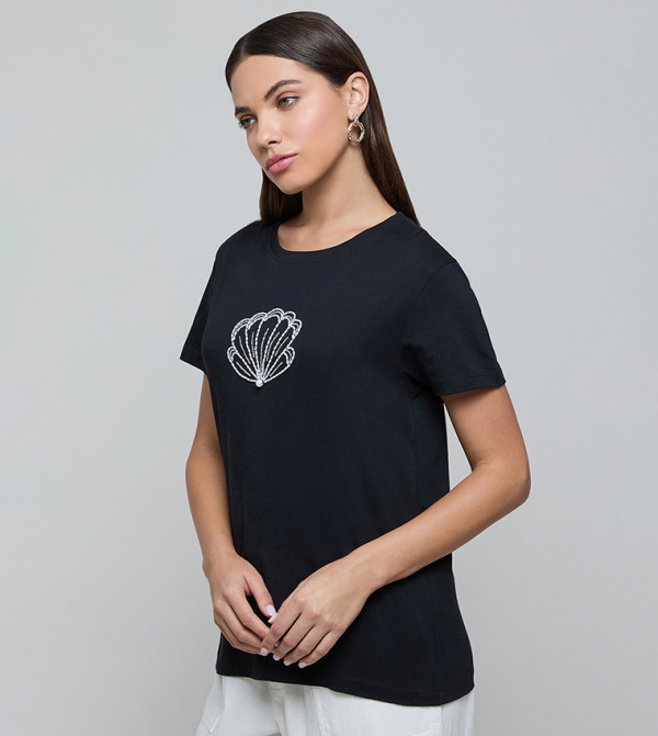 أر آند بي  تيشيرتات كاجوال - أسود Short Sleeve T-Shirts