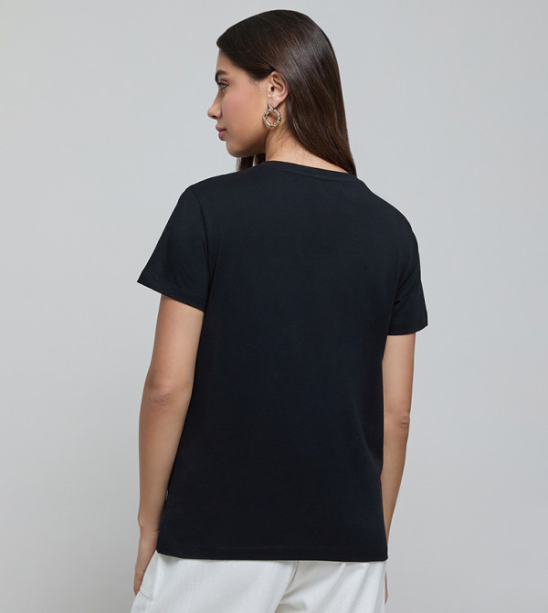 أر آند بي  تيشيرتات كاجوال - أسود Short Sleeve T-Shirts