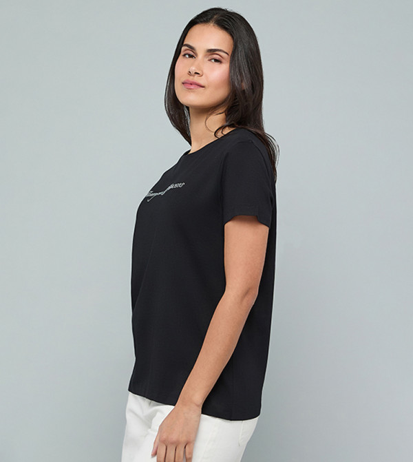 R&B  T-Shirts - BLACK Short Sleeve T-Shirts