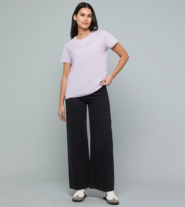 R&B  T-Shirts - Light Purple Short Sleeve T-Shirts