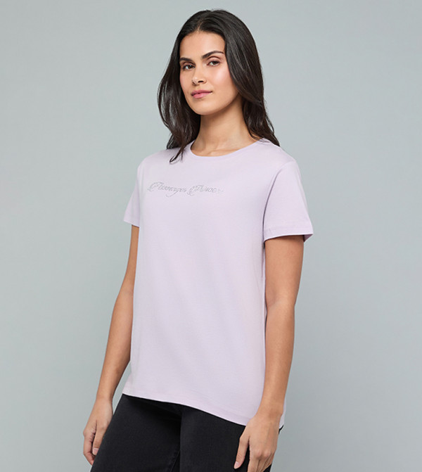 R&B  T-Shirts - Light Purple Short Sleeve T-Shirts