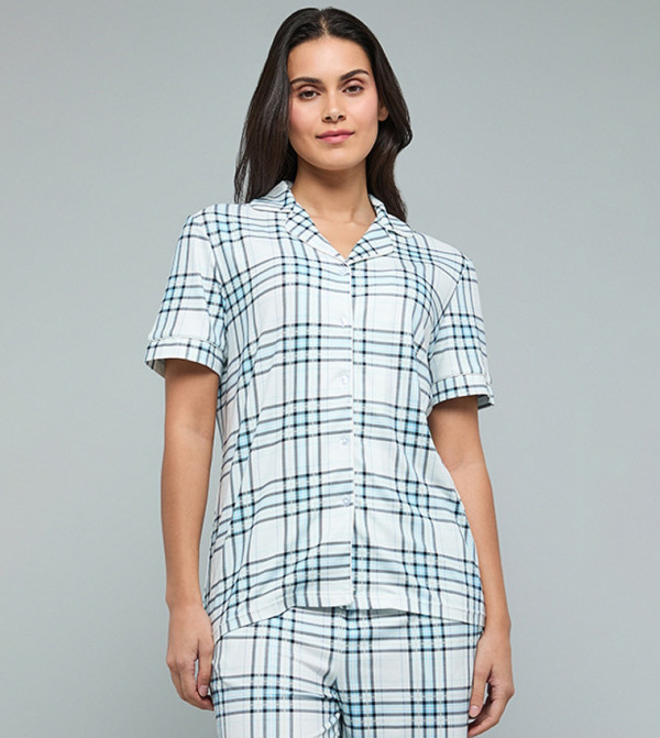 أر آند بي  checkered-plaid-w - أزرق فاتح Pyjama Set
