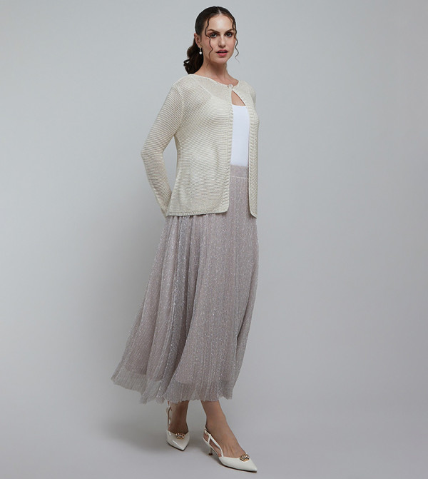R&B Skirts - Beige Midi Skirts